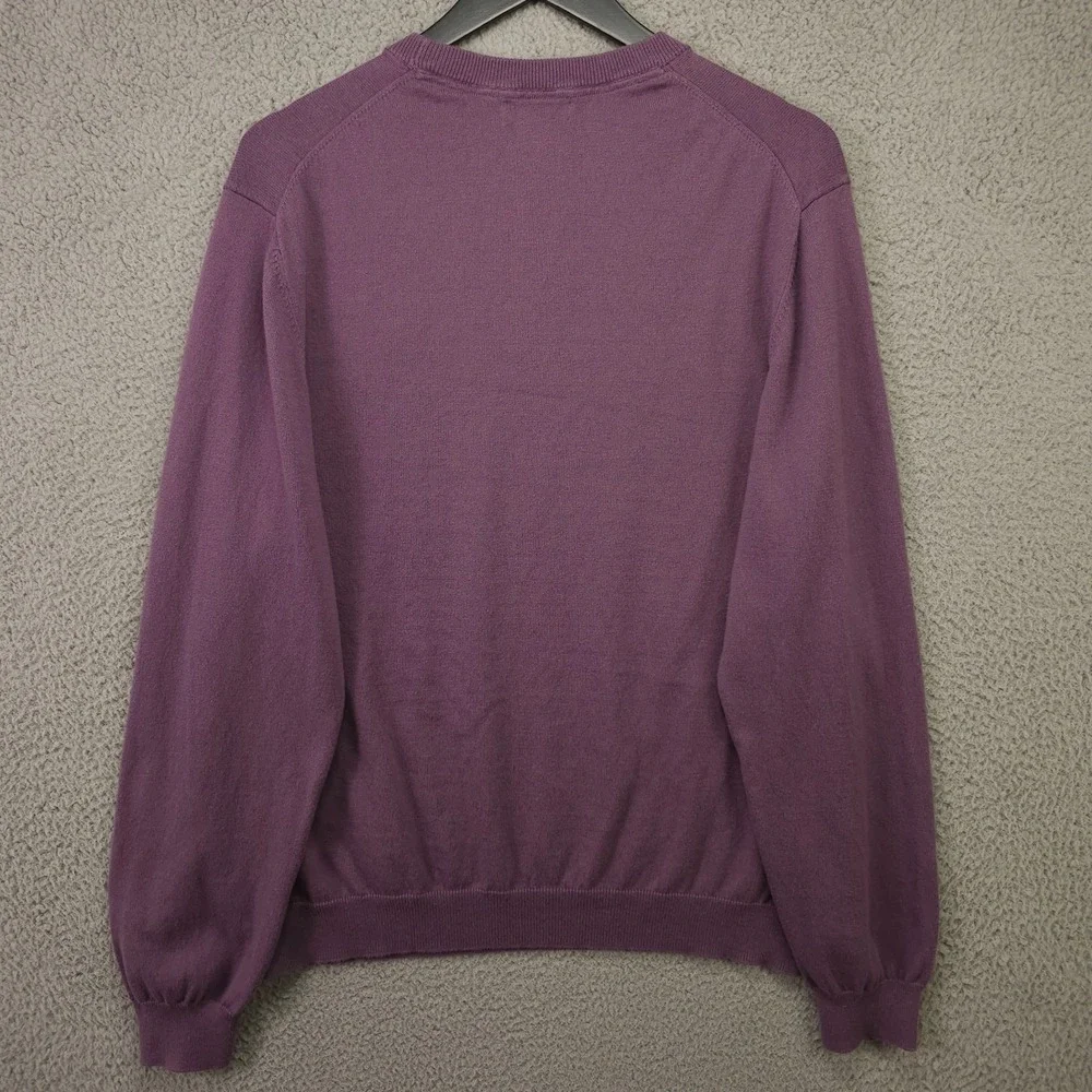 Brooks Brothers 346 Sweater Mens Large Purple Cashmere Cotton Crew Neck Pullover